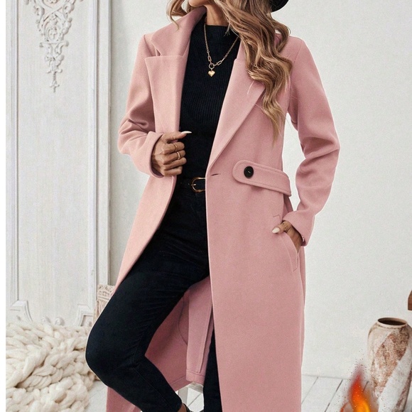 Jackets & Blazers - Classic Pink Button up Pockets Loose Fit Coat Jacket